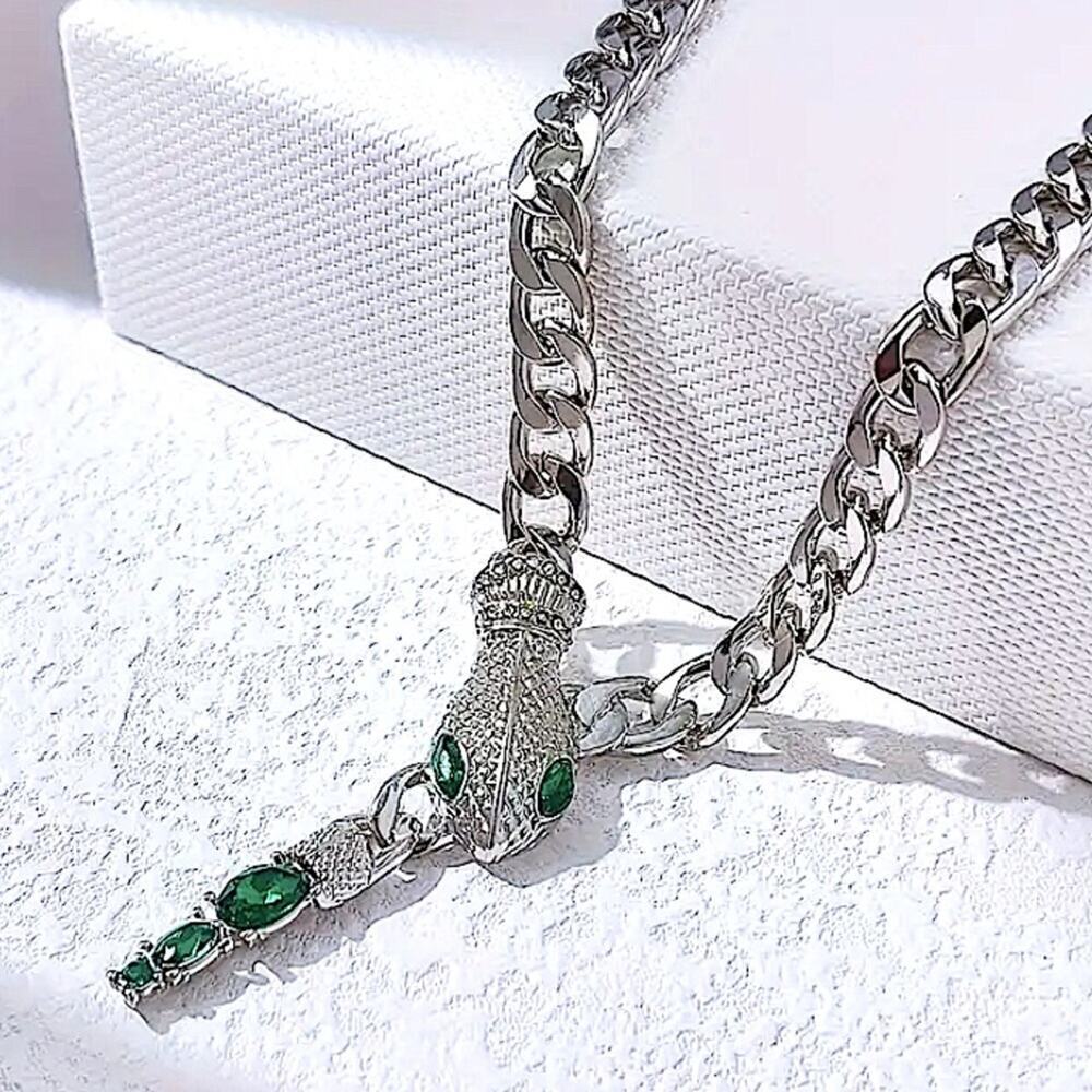 Stainless Steel Snake Choker Necklace Chain Link Sterling Silver Plated